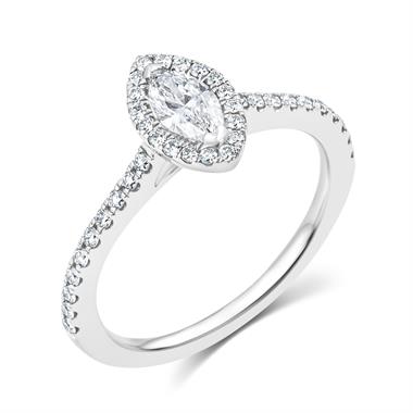 Platinum Marquise Cut Diamond Halo Engagement Ring 0.60ct thumbnail