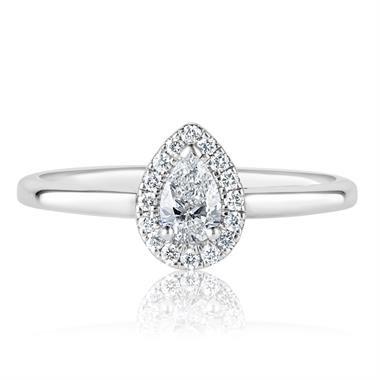 Platinum Pear Shape Diamond Halo Engagement Ring 0.35ct thumbnail
