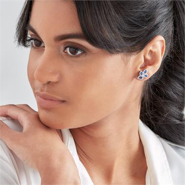 Oriana 18ct White Gold Petal Cluster Sapphire and Diamond Stud Earrings thumbnail