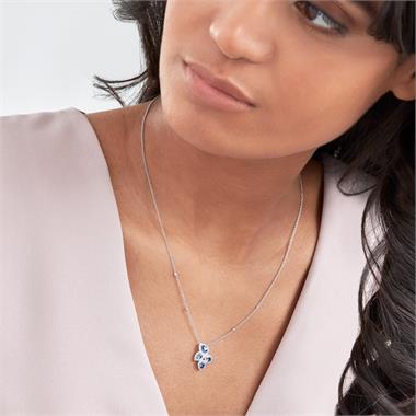 Oriana 18ct White Gold Petal Cluster Sapphire and Diamond Necklace thumbnail