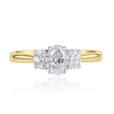 18ct Yellow Gold Oval Diamond Three Stone Engagement Ring 0.58ct thumbnail