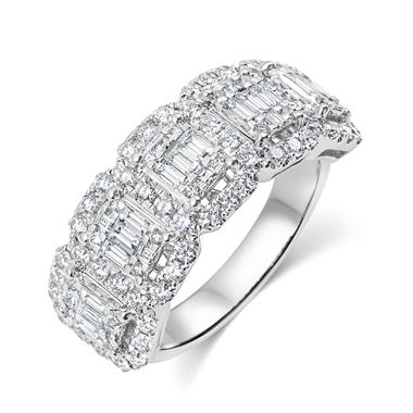 Odyssey 18ct White Gold Five Stone Illusion Set Diamond Halo Dress Ring thumbnail