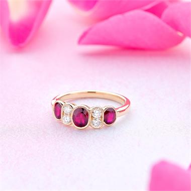 18ct Yellow Gold Milgrain Detail Ruby and Diamond Dress Ring thumbnail