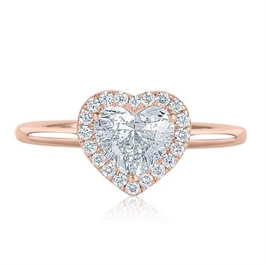 18ct Rose Gold Heart Shape Diamond Halo Engagement Ring 1.06ct thumbnail