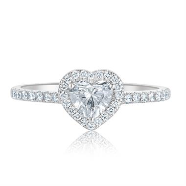 Platinum Heart Shape Diamond Halo Engagement Ring 0.85ct thumbnail