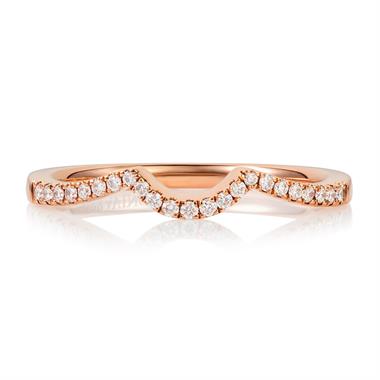 18ct Rose Gold Shaped Diamond Set Wedding Ring 0.12ct thumbnail