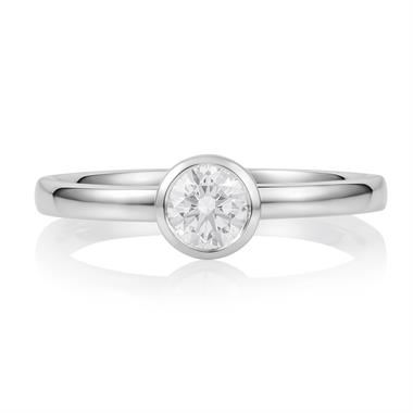 Platinum Rubover Detail Solitaire Diamond Engagement Ring 0.40ct thumbnail