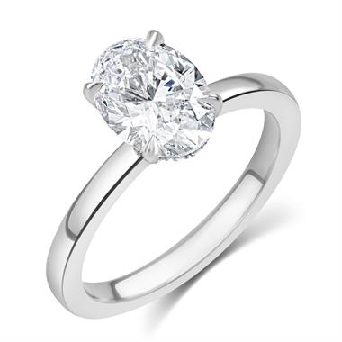 Platinum Bezel Detail Oval Diamond Solitaire Engagement Ring 1.90ct thumbnail