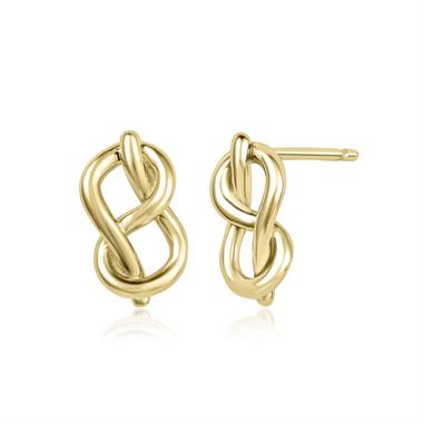 Forget Me Knot 18ct Yellow Gold Figure Eight Design Stud Earrings thumbnail