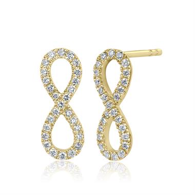 Infinity 18ct Yellow Gold Diamond Earrings 0.16ct thumbnail