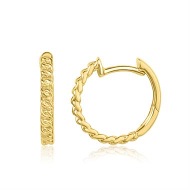 18ct Yellow Gold Curb Chain Design Hoop Earrings thumbnail