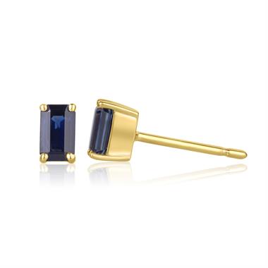 18ct Yellow Gold Sapphire Solitaire Stud Earrings thumbnail 