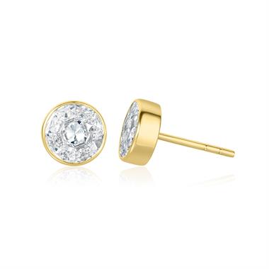 18ct Yellow Gold Illusion Detail Diamond Stud Earrings 0.90ct thumbnail