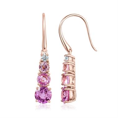 Bonbon 18ct Rose Gold Pink Sapphire and Diamond Drop Earrings thumbnail