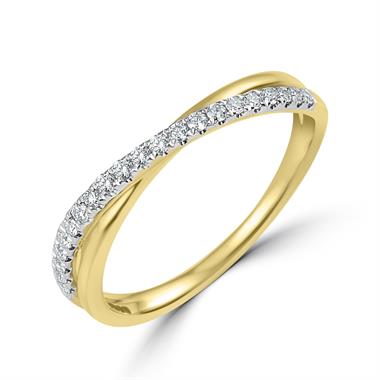 18ct Yellow Gold Crossover Design Diamond Dress Ring 0.20ct thumbnail