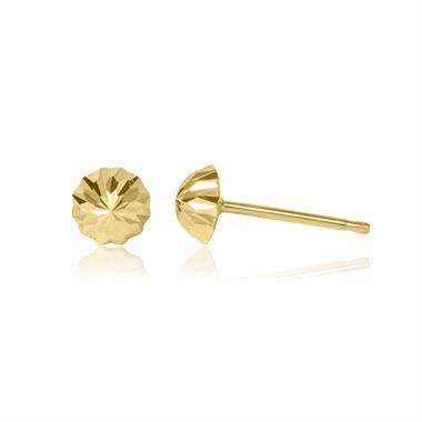 18ct Yellow Gold Diamond-Cut Dome Stud Earrings 5mm thumbnail 
