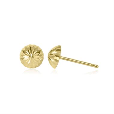 18ct Yellow Gold Diamond-Cut Dome Stud Earrings 6mm thumbnail