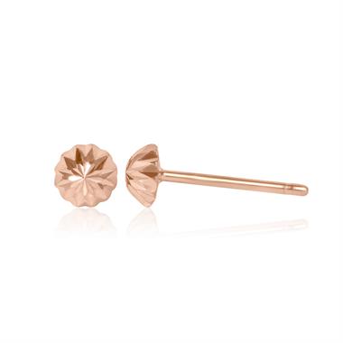 18ct Rose Gold Diamond-Cut Dome Stud Earrings thumbnail 