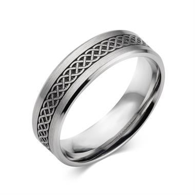 Platinum Celtic Weave Detail Wedding Ring  thumbnail