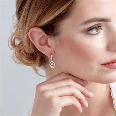 Ortensia 18ct Rose Gold Morganite and Diamond Drop Earrings thumbnail