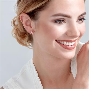 18ct Rose Gold Morganite and Diamond Stud Earrings thumbnail