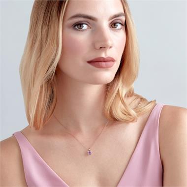 18ct Rose Gold Amethyst Solitaire Pendant thumbnail