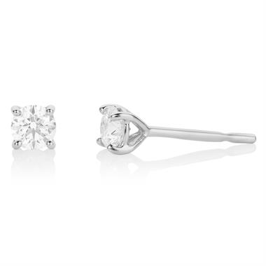 18ct White Gold Classic Design Diamond Solitaire Stud Earrings 0.50ct thumbnail
