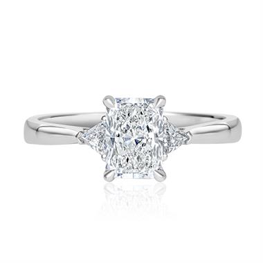 Platinum Radiant Cut and Trilliant Cut Three Stone Diamond Engagment Ring 1.01ct thumbnail
