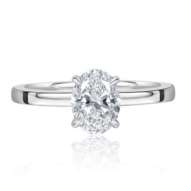 Platinum Oval Cut Diamond Solitaire Engagement Ring 1.21ct thumbnail
