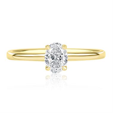 18ct Yellow Gold Oval Cut Diamond Solitaire Engagement Ring 0.50ct thumbnail