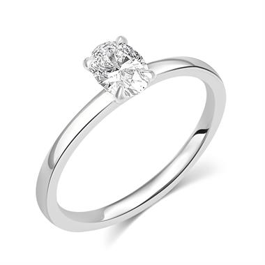 Platinum Oval Cut Diamond Solitaire Engagement Ring 0.50ct thumbnail