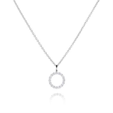 18ct White Gold Circle Design Diamond Pendant - Medium 0.26ct thumbnail