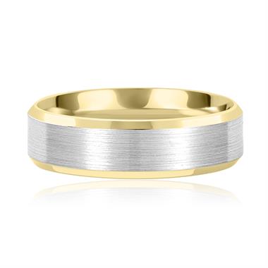 Platinum and 18ct Yellow Gold Bevel Detail Wedding Ring thumbnail