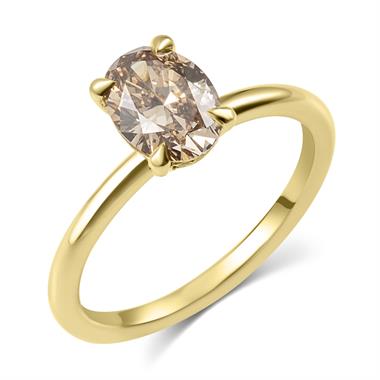 18ct Yellow Gold Oval Cognac Diamond Solitaire Engagement Ring 1.20ct thumbnail
