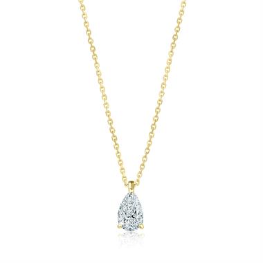 18ct Yellow Gold Pear Solitaire Necklace 0.50ct thumbnail 
