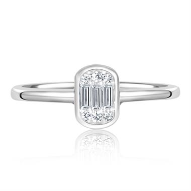 18ct White Gold Illusion Set Diamond Dress Ring 0.11ct  thumbnail