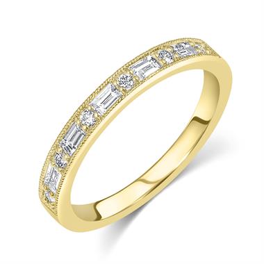18ct Yellow Gold Alternating Baguette Cut Diamond Half Eternity Ring 0.40ct thumbnail 