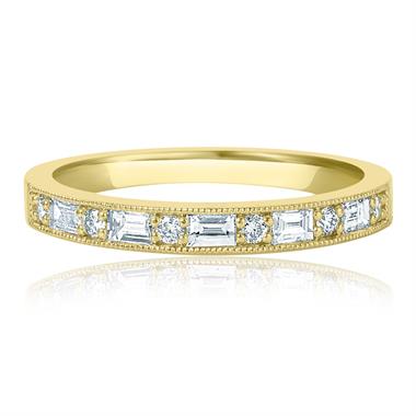 18ct Yellow Gold Alternating Baguette Cut Diamond Half Eternity Ring 0.40ct thumbnail