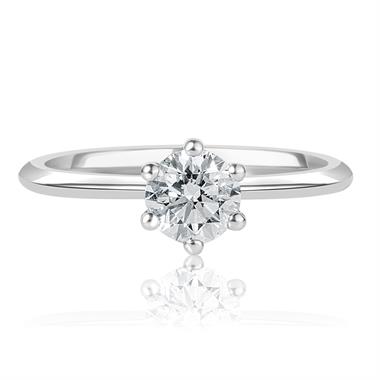 Platinum Six Claw Diamond Solitaire Engagement Ring 0.70ct thumbnail