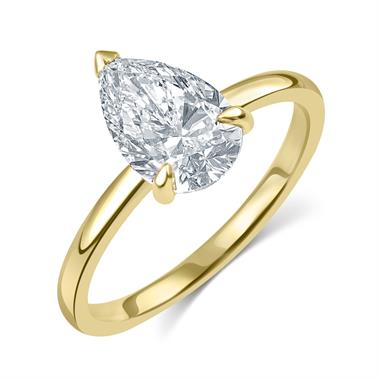 18ct Yellow Gold Pear Shape Diamond Solitaire Engagement Ring 2.12ct  thumbnail
