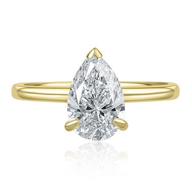 18ct Yellow Gold Pear Shape Diamond Solitaire Engagement Ring 2.12ct  thumbnail