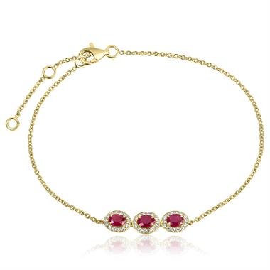 Camellia 18ct Yellow Gold Ruby and Diamond Bracelet thumbnail 