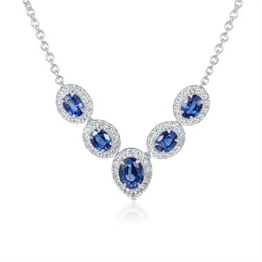 Camellia 18ct White Gold Sapphire and Diamond Necklace thumbnail