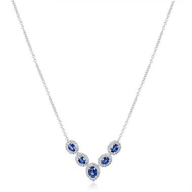 Camellia 18ct White Gold Sapphire and Diamond Necklace thumbnail