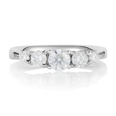 Platinum Five Stone Diamond Engagement Ring 0.80ct thumbnail