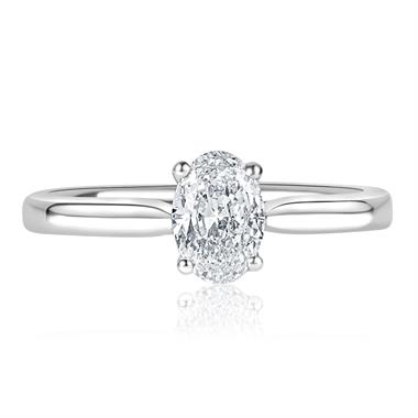 Platinum Oval Diamond Solitaire Engagement Ring 0.70ct  thumbnail