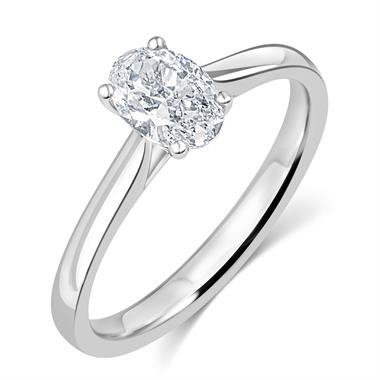Platinum Oval Diamond Solitaire Engagement Ring 0.70ct  thumbnail