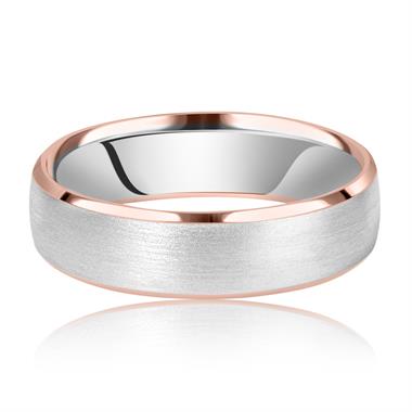 Platinum and 18ct Rose Gold Bevel Detail Wedding Ring thumbnail