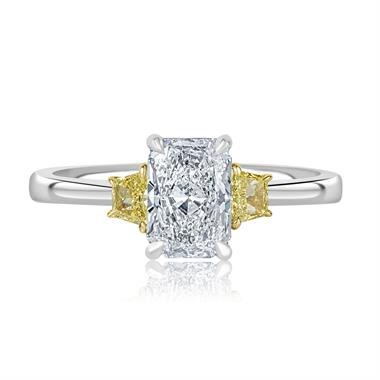 Platinum Oval and Yellow Fancy Cut Diamond Three Stone Engagement Ring 1.27ct thumbnail