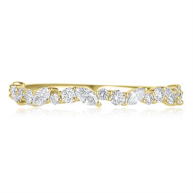 18ct Yellow Gold Marquise and Round Diamond Half Eternity Ring thumbnail